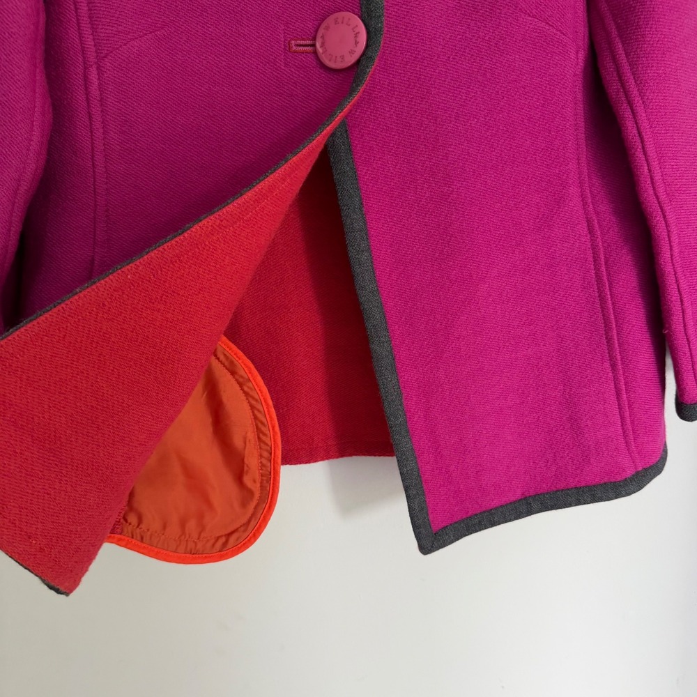 VTG WEILL Paris Jacket 100% Boiled Wool Pink France Collarless Trachten US SZ 10 - Picture 9 of 15